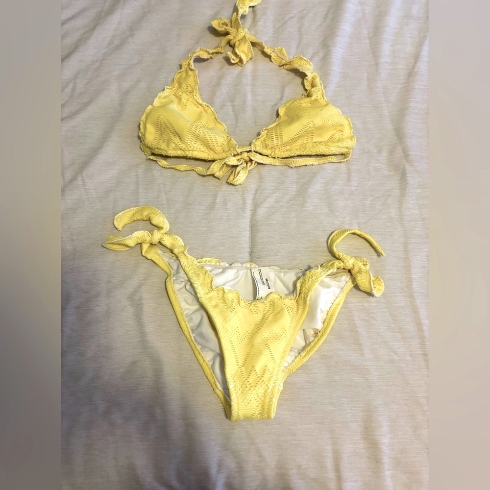 Dainty Frill Yellow Bikini Set